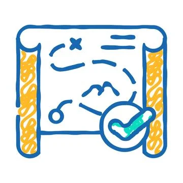 Strategy, map or route compliance icon doodle illustration Stock Illustration