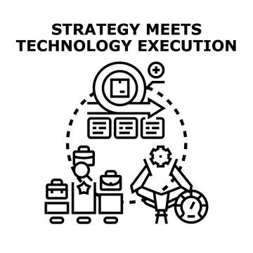 Strategy meeting technology execution implementation development process icon Stock Illustration