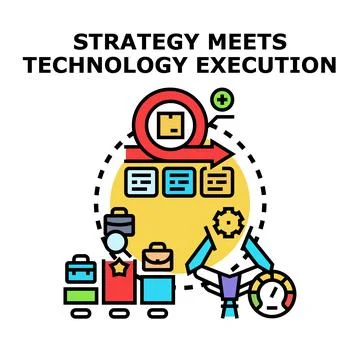 Strategy meeting technology execution implementation development process icon Stock Illustration