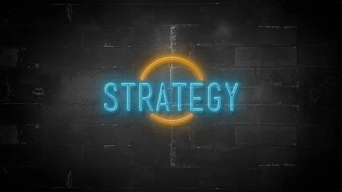 Strategy Message on Flickering Neon Sign in 4K Resolution Stock Footage 119321755
