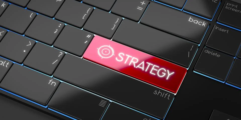 Strategy - modern computer keyboard - 3D illustration Stockillustratie