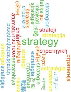 Strategy multilanguage wordcloud background concept Stock Illustration
