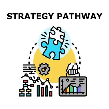 Strategy pathway developing business solution and data analysis 库存插图