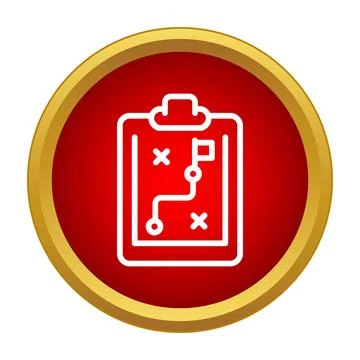 Strategy plan on clipboard icon in a red circle Illustrazione stock