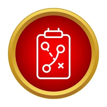 Strategy planning on a clipboard icon with red background 스톡 일러스트