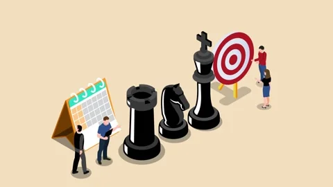 Strategy planning, goal-oriented planning, successful business 3d animation.. Stock Footage 280367892
