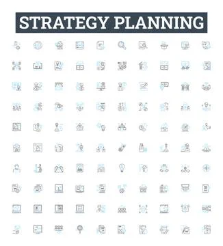Strategy planning vector line icons set. Strategy, Planning, Strategy-Planning Stock Illustration