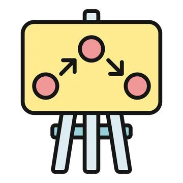 Strategy planning with a whiteboard and arrows Stock Illustration