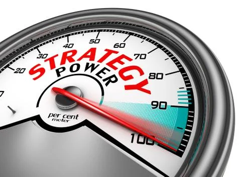 Strategy power conceptual meter indicate hundred per cent Stock Illustration