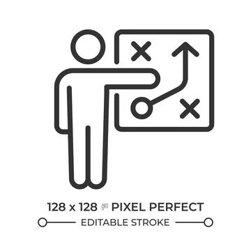 Strategy presentation line icon Stock Illustration