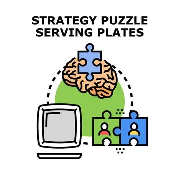 Strategy puzzle concept connecting brain and people together 스톡 일러스트