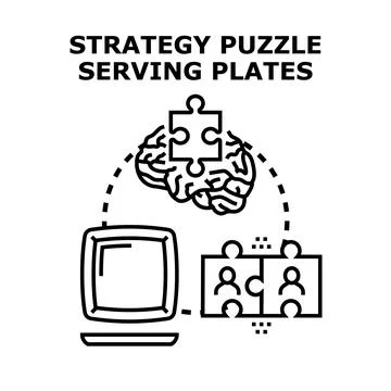Strategy puzzle concept connecting brain and people together Stock Illustration