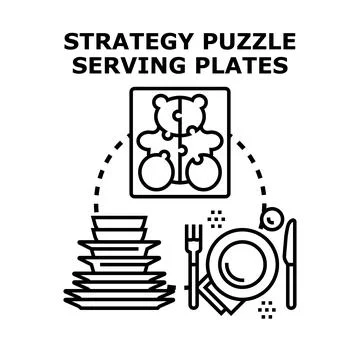 Strategy puzzle serving plates vector concept Stock Illustration