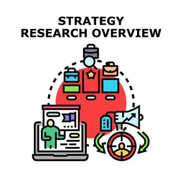Strategy research overview for business development planning Stock Illustration