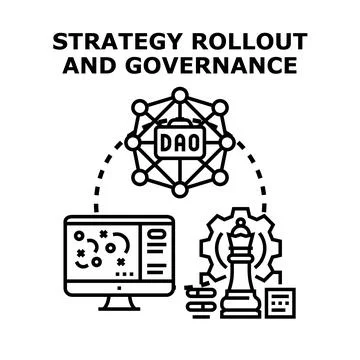 Strategy rollout and decentralized autonomous organization governance Stock Illustration