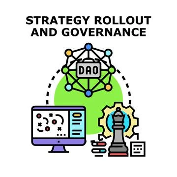 Strategy rollout and decentralized autonomous organization governance Stock Illustration