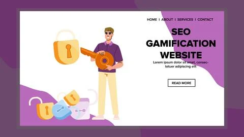 Strategy seo gamification website vector Stock Illustration