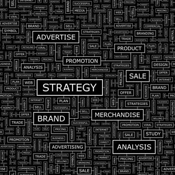 STRATEGY STRATEGY. Seamless pattern. Word cloud illustration. Copyright: x... Foto stock