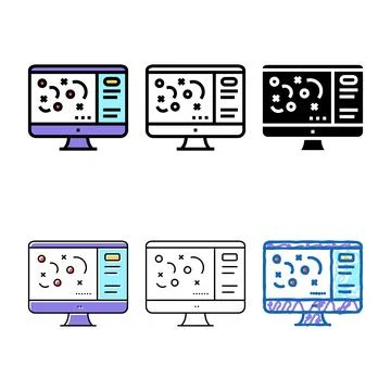 Strategy on stylized computer screen color icon vector Stockillustratie