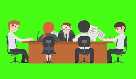 Strategy   table discussing office  computer    group   meeting illustration Stock Illustration