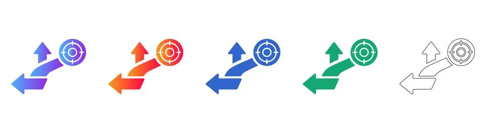 Strategy Target Path Icons Set Stock Illustration