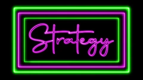 'Strategy' Text Animation with Neon Glow &amp; Glowing Squares. Stock Footage 282577035