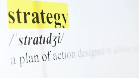 Strategy Text Macro Shot Highlighted in Yellow Color On Computer Screen Stock Footage 123224461