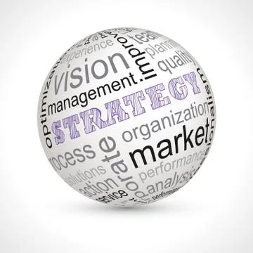Strategy theme sphere with keywords Stock Illustration