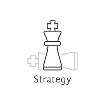 Strategy with thin line chess king Stock Illustration