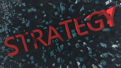 Strategy - Title on the city concept 3D illustration Stock Illustration