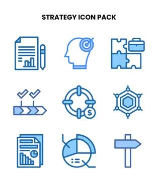 Strategy Two Colour Graphics Icons Pack Illustrazione stock