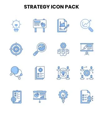 Strategy Two Colour Icons Pack Stock Illustration