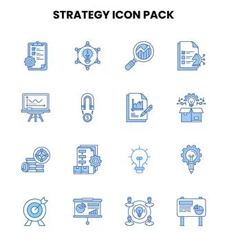 Strategy Two Colour Icons Pack Illustrazione stock