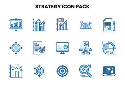 Strategy Two Colour Icons Pack Stock Illustration