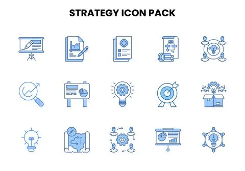 Strategy Two Colour Scalable Icons Pack Stock Illustration