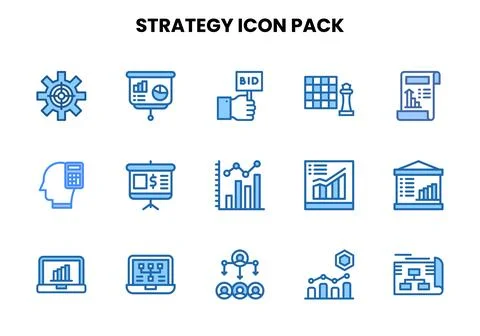 Strategy Two Colour UI Icons Pack Stock Illustration