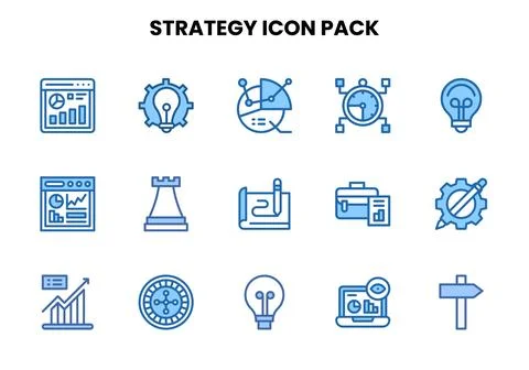 Strategy Two Colour Vector Icons Pack Stock Illustration