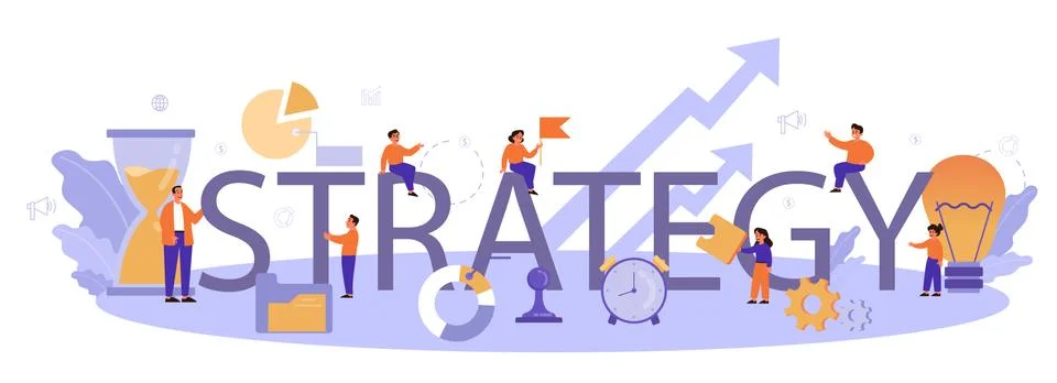 Strategy typographic header. Management education school course. Illustrazione stock