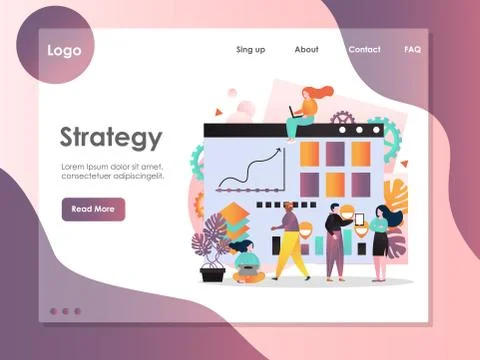 Strategy vector website landing page design template イラスト素材
