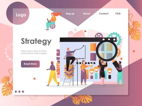 Strategy vector website landing page design template 스톡 일러스트