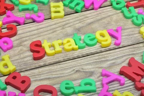 Strategy on wooden table Stock-Fotos
