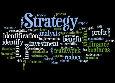 Strategy, word cloud concept Stock Illustration