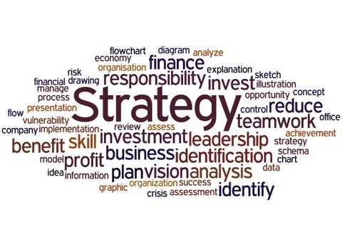 Strategy, word cloud concept Stock Illustration