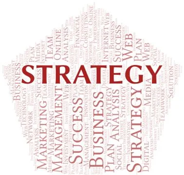 Strategy word cloud create with text only. Stock Illustration