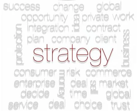 STRATEGY. Word collage on white background Stock Illustration