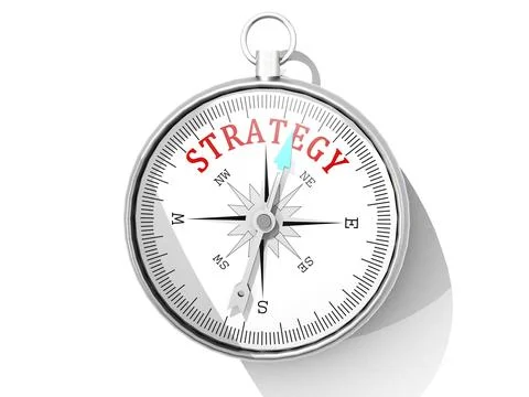 Strategy word printed on compass isolated 库存插图