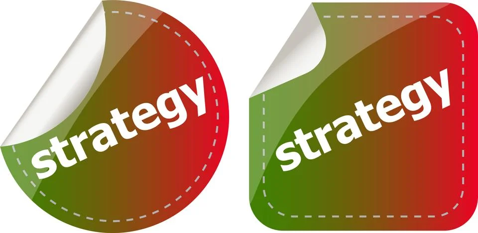 Strategy word on stickers button set, label Stock Illustration
