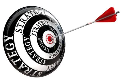 Strategy word on target conceptual image isolated on white background Stock Illustration