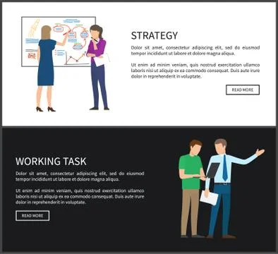 Strategy Work Task Collection Vector Illustration Illustrazione stock