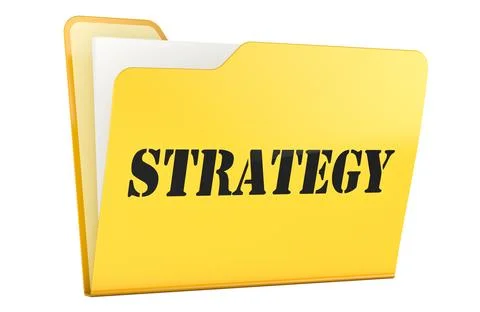 Strategy, yellow folder with documents. 3D rendering Stock Illustration